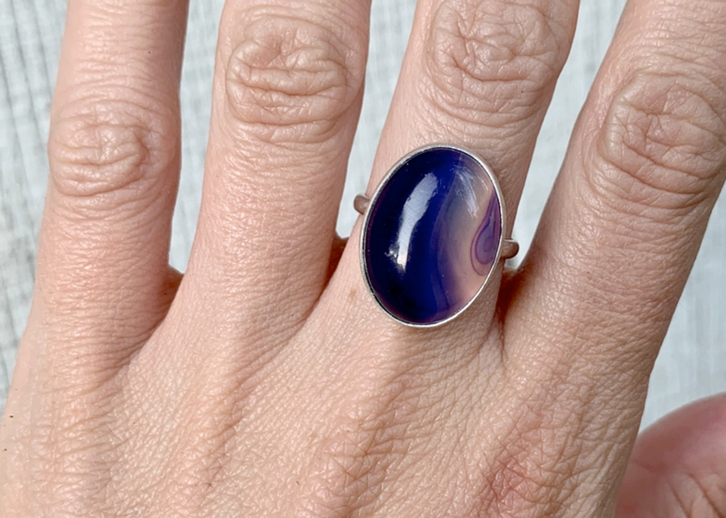 Large Oval Ring with Psychedelic Purple Agate