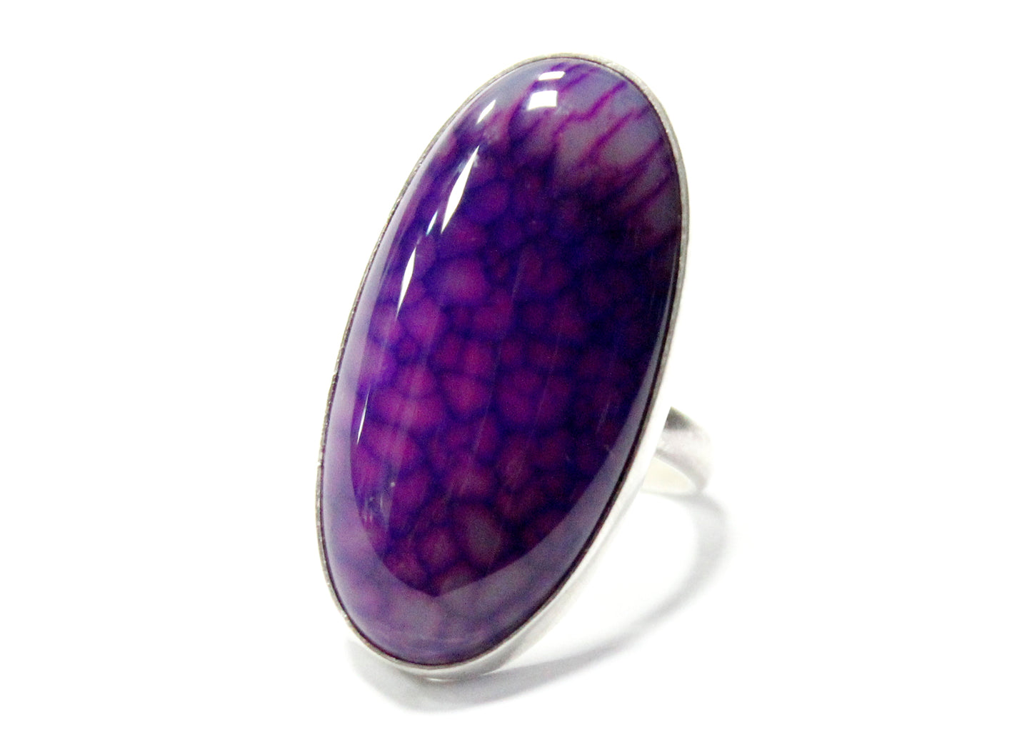 Large Oval Ring in Purple Dragon Vein Agate