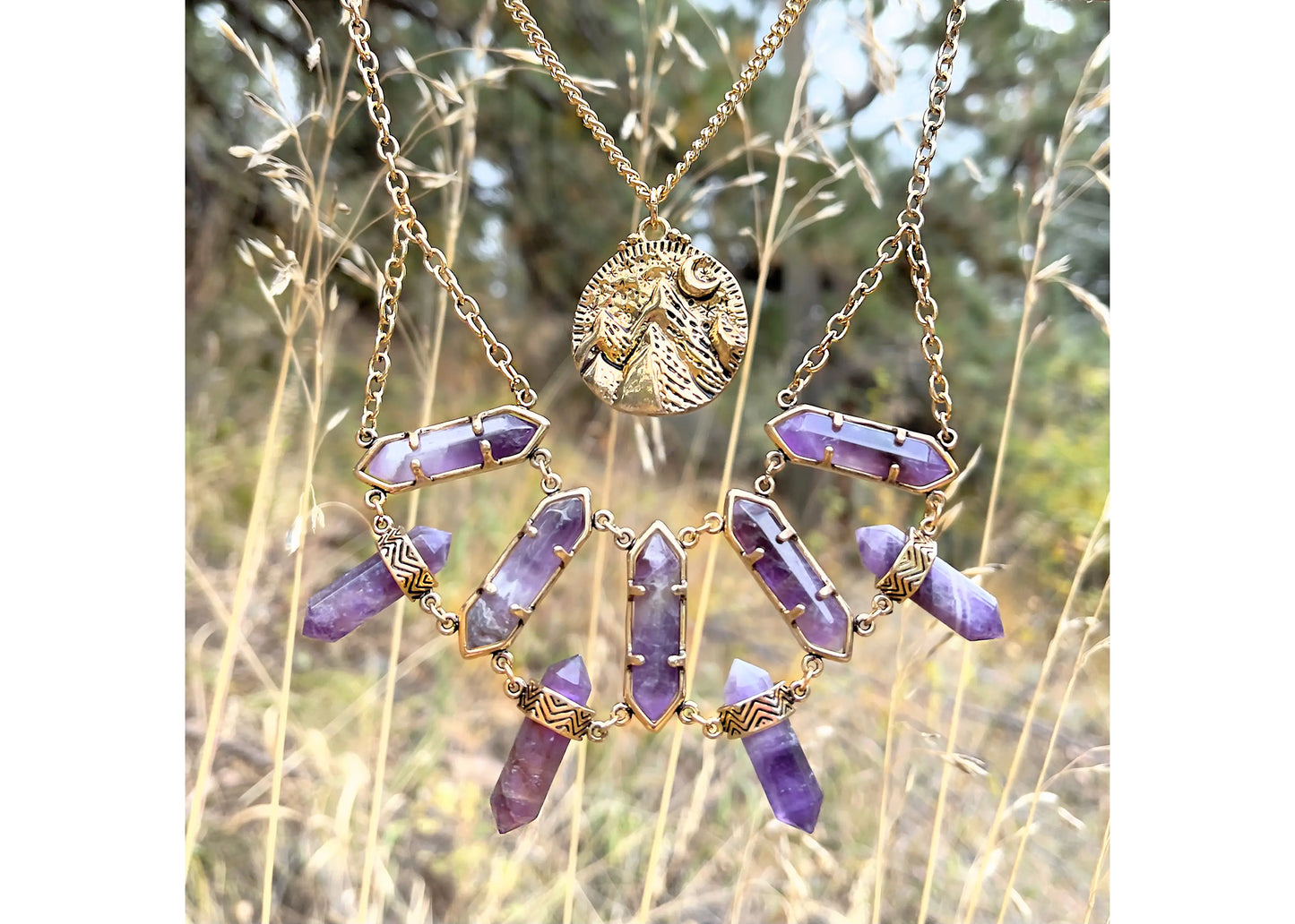 Lonna Love Necklace in Gold & Amethyst