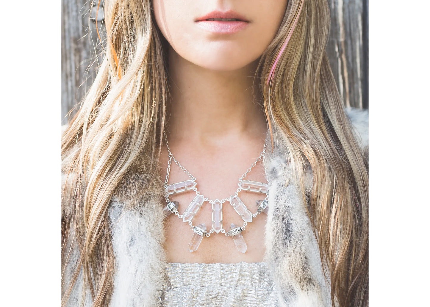 Lonna Love Necklace in Silver & Quartz
