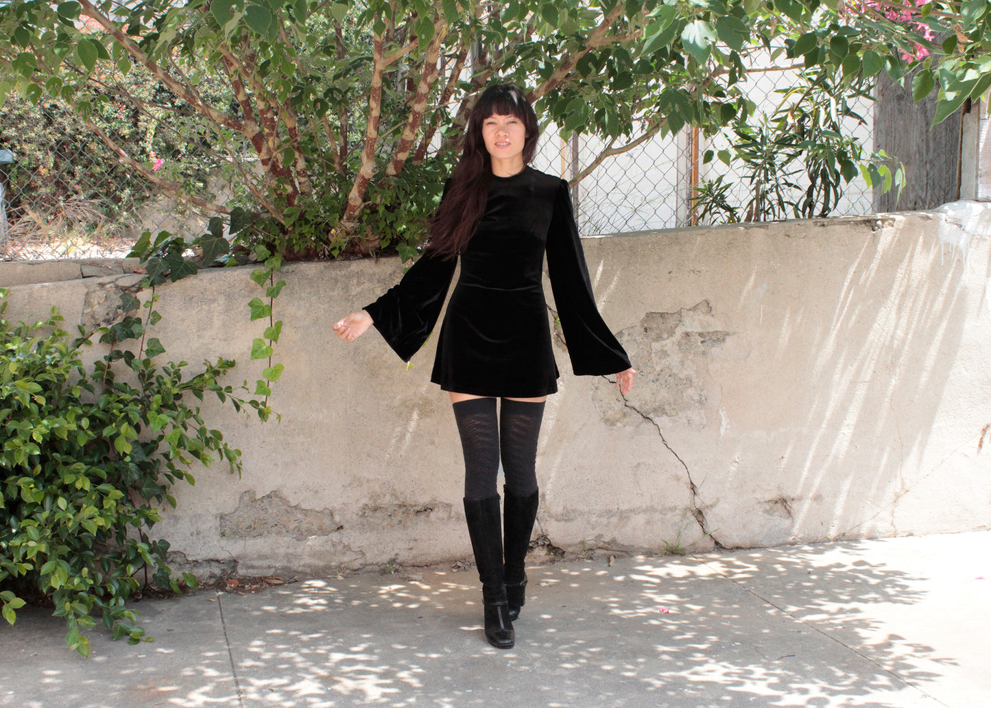 Witchy Dress in Black Velvet (Made to Order)