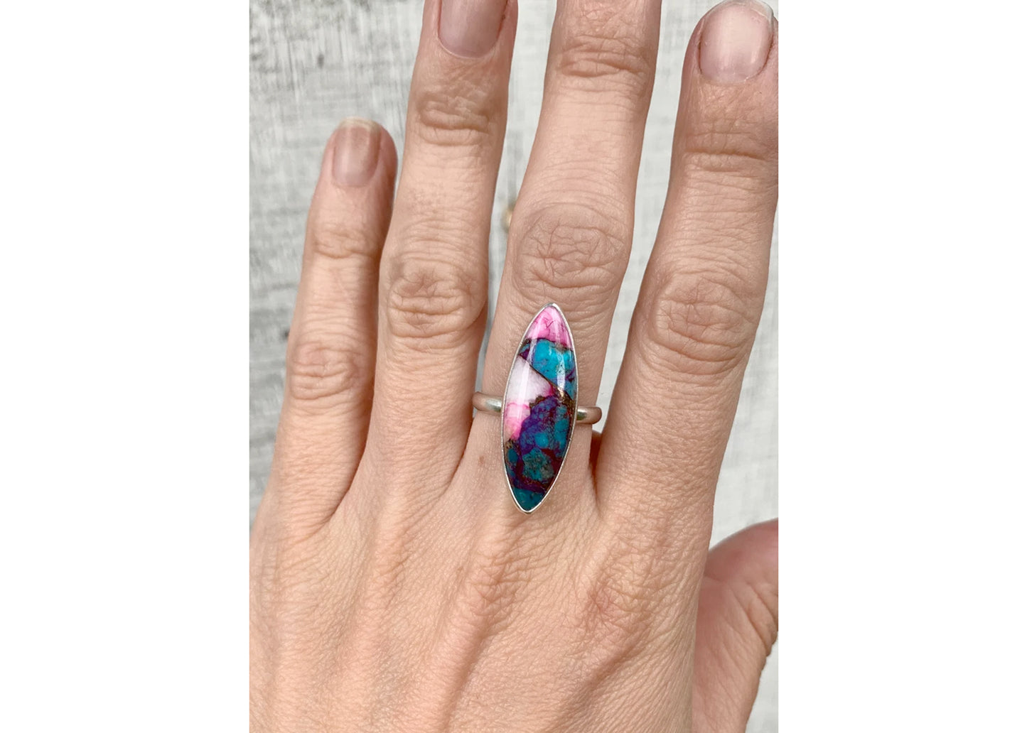 Marquise Cut Dahlia Copper Turquoise Ring