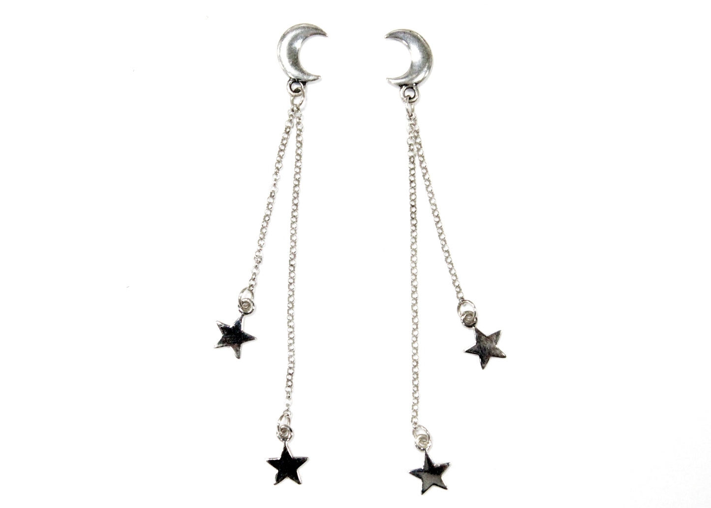 Moon & Star Earrings in Sterling Silver