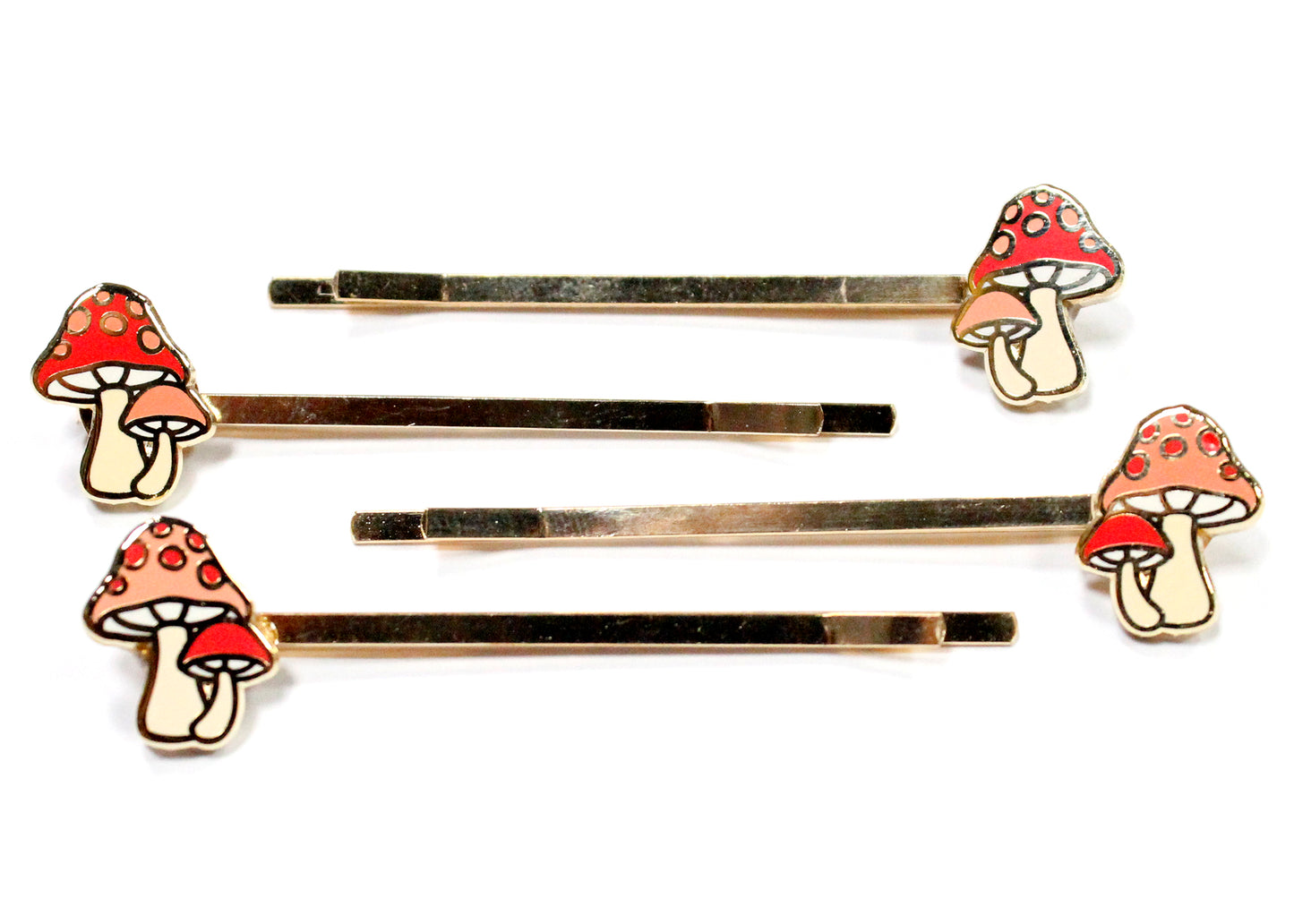 Mushroom Bobby Pin Set in Classic Red