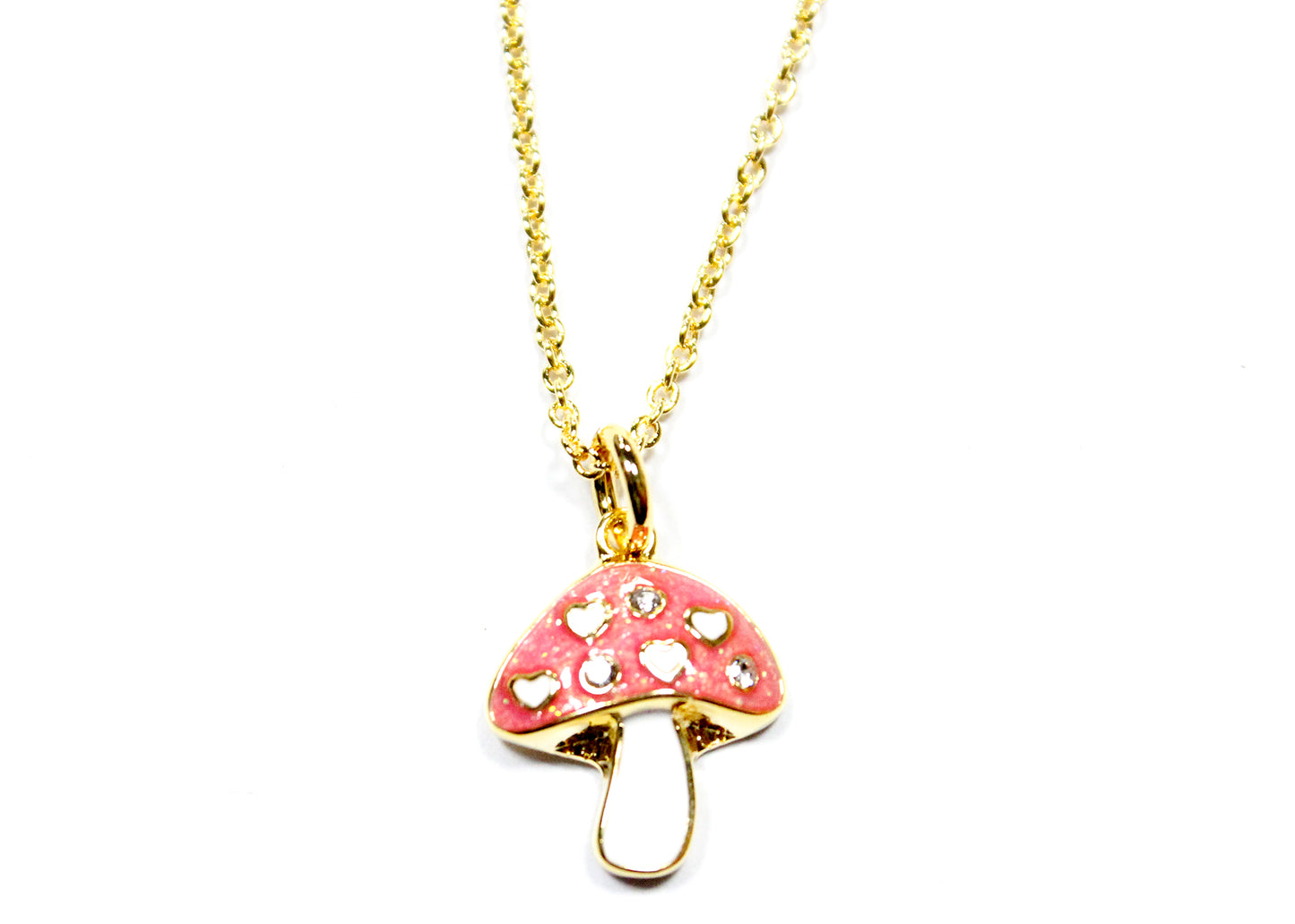 Mushroom Charm Necklace in Pink