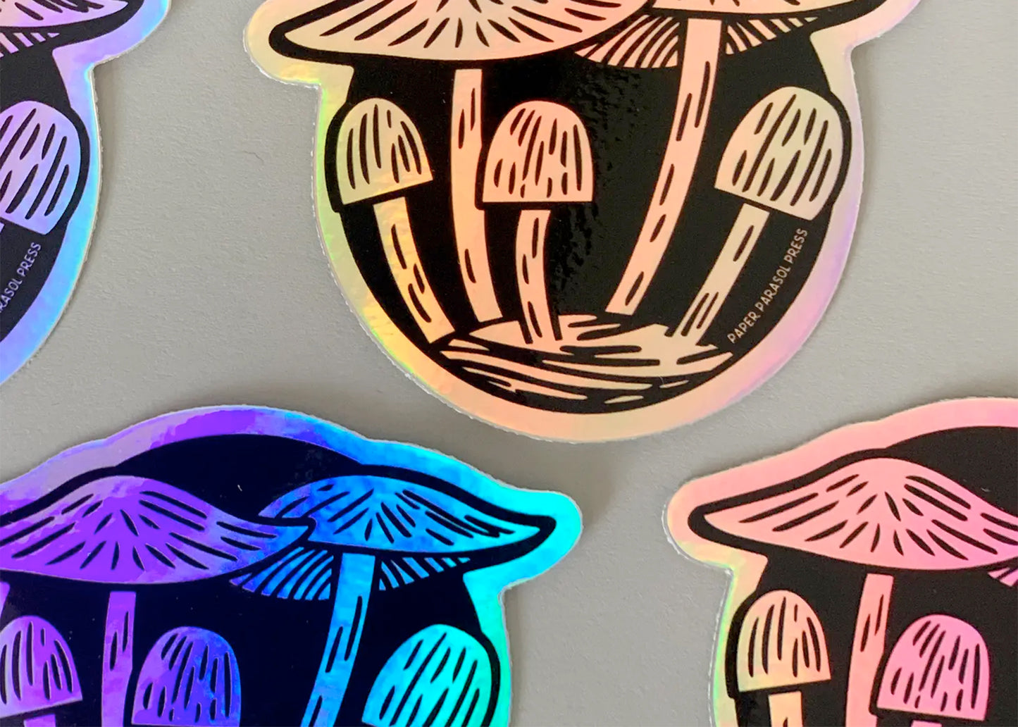 Mushroom Cluster Holographic Sticker
