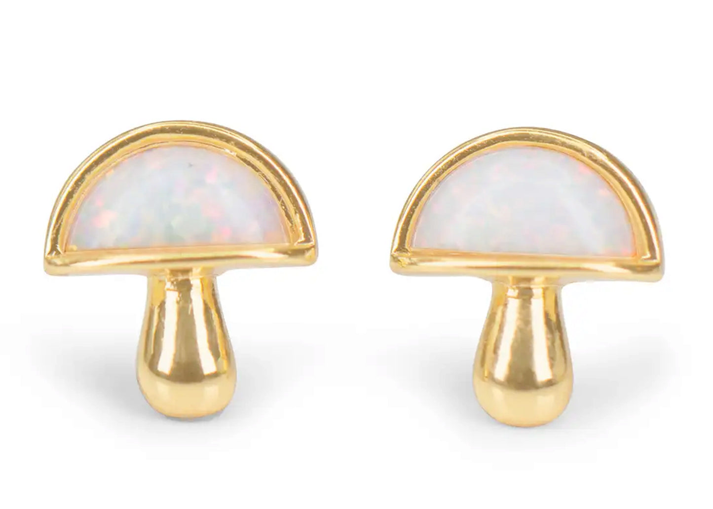 Opal Mushroom Stud Earrings
