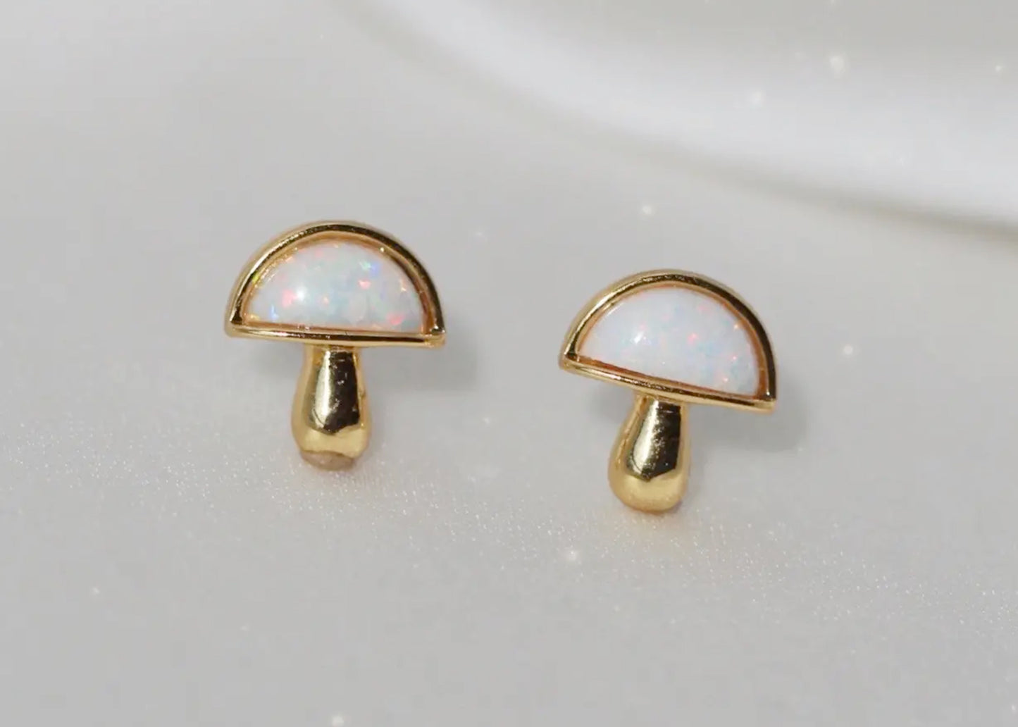 Opal Mushroom Stud Earrings