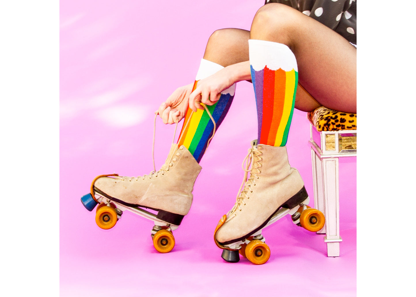 Rainbow Clouds Knee High Socks