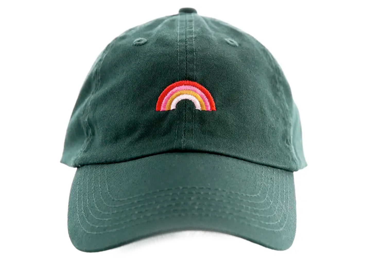 Dad Hat in Hunter & Pink Rainbow