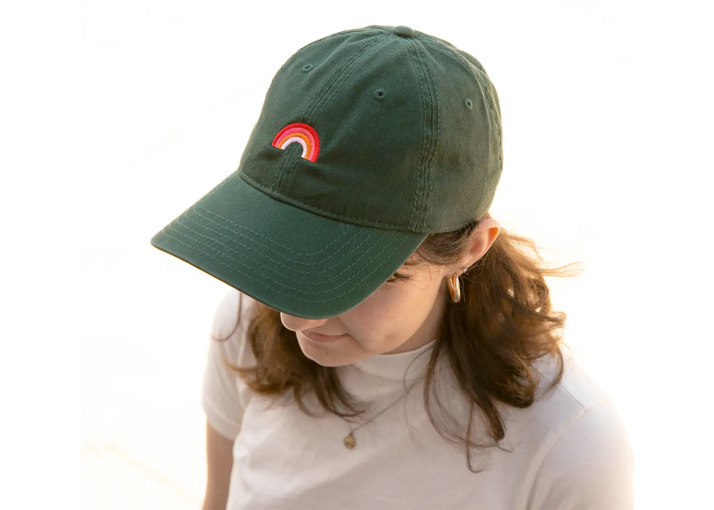 Dad Hat in Hunter & Pink Rainbow
