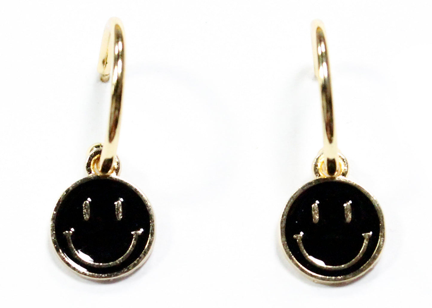 Smiley Huggy Hoop Earrings in Black