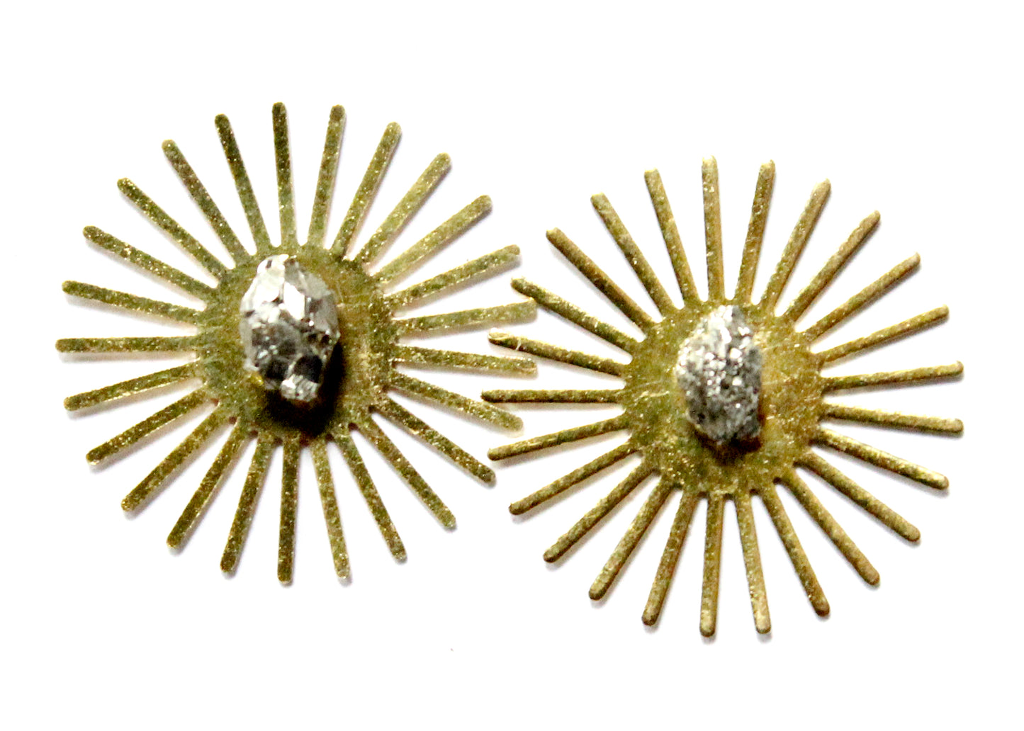 Sommar Layered Stud Earrings in Brass with Pyrite