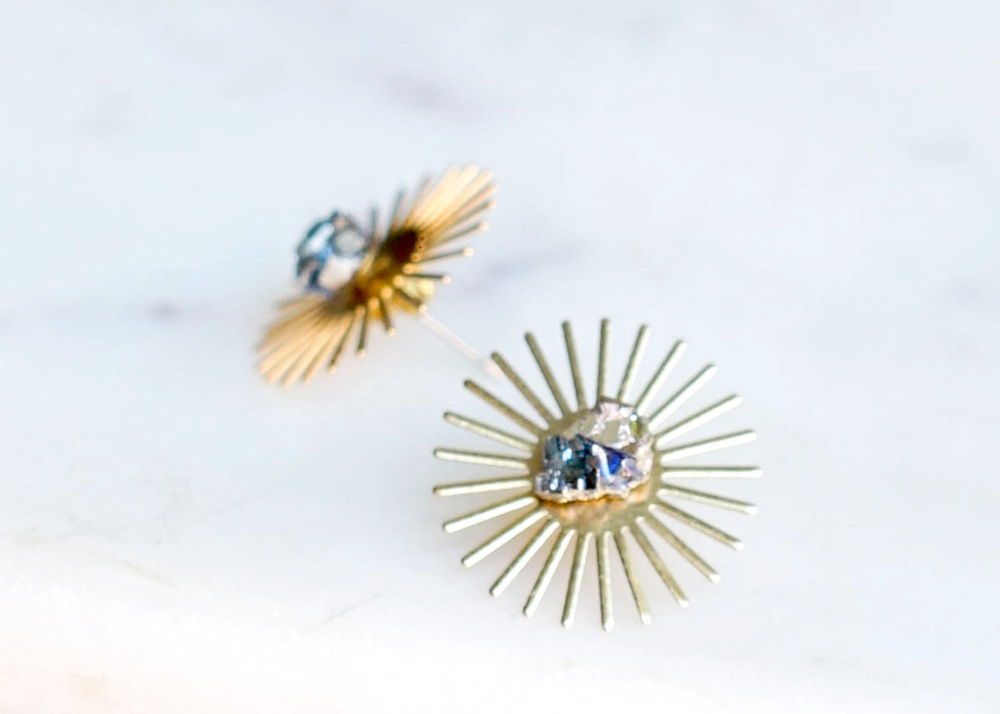 Sommar Layered Stud Earrings in Brass with Pyrite
