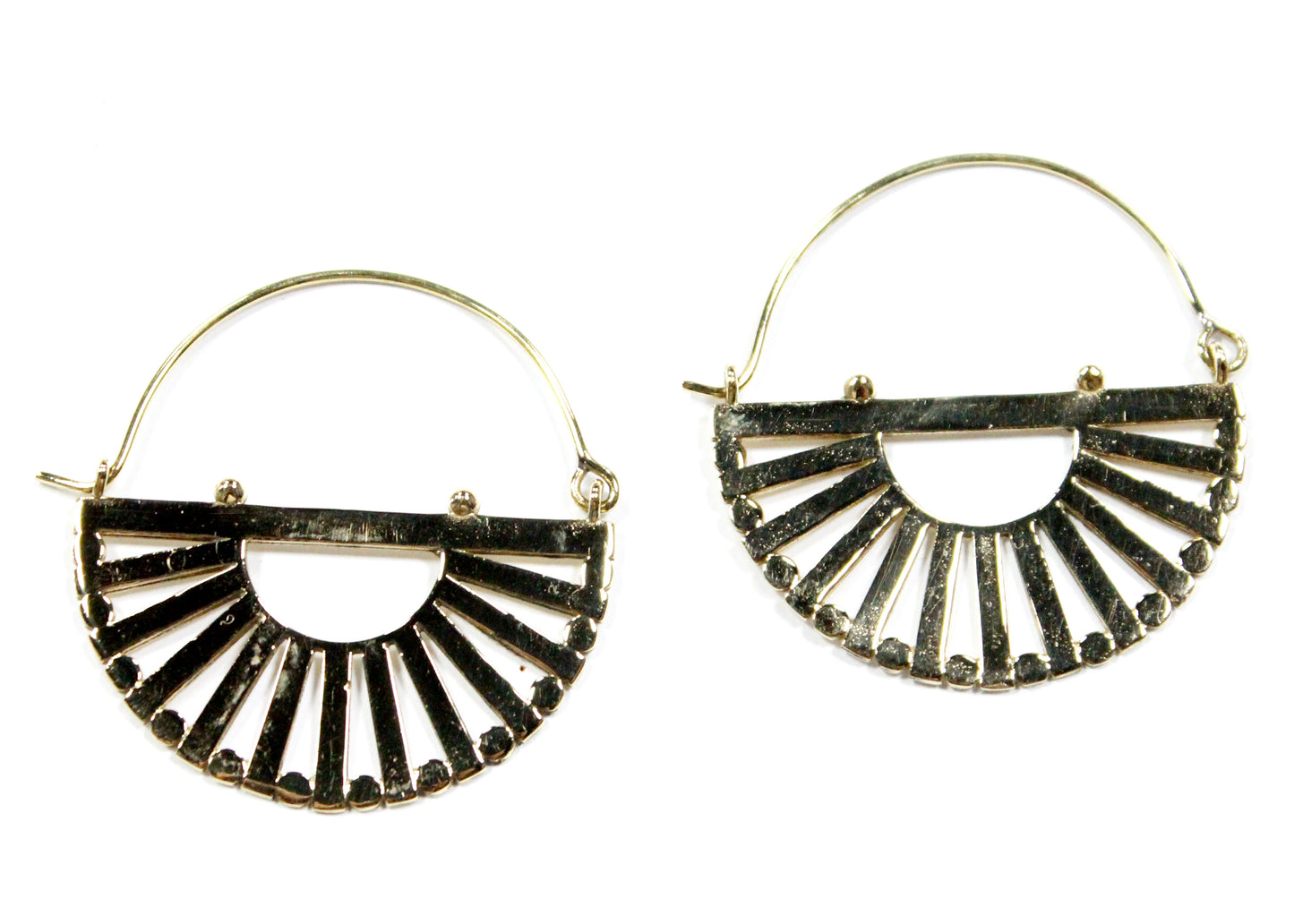 Sunset Reflection Hoop Earrings in Brass