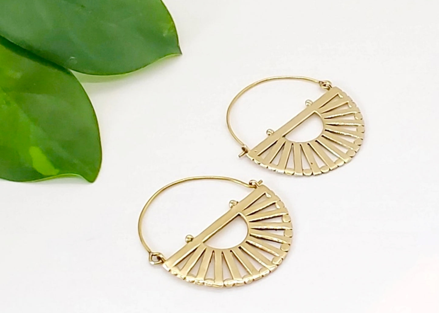 Sunset Reflection Hoop Earrings in Brass