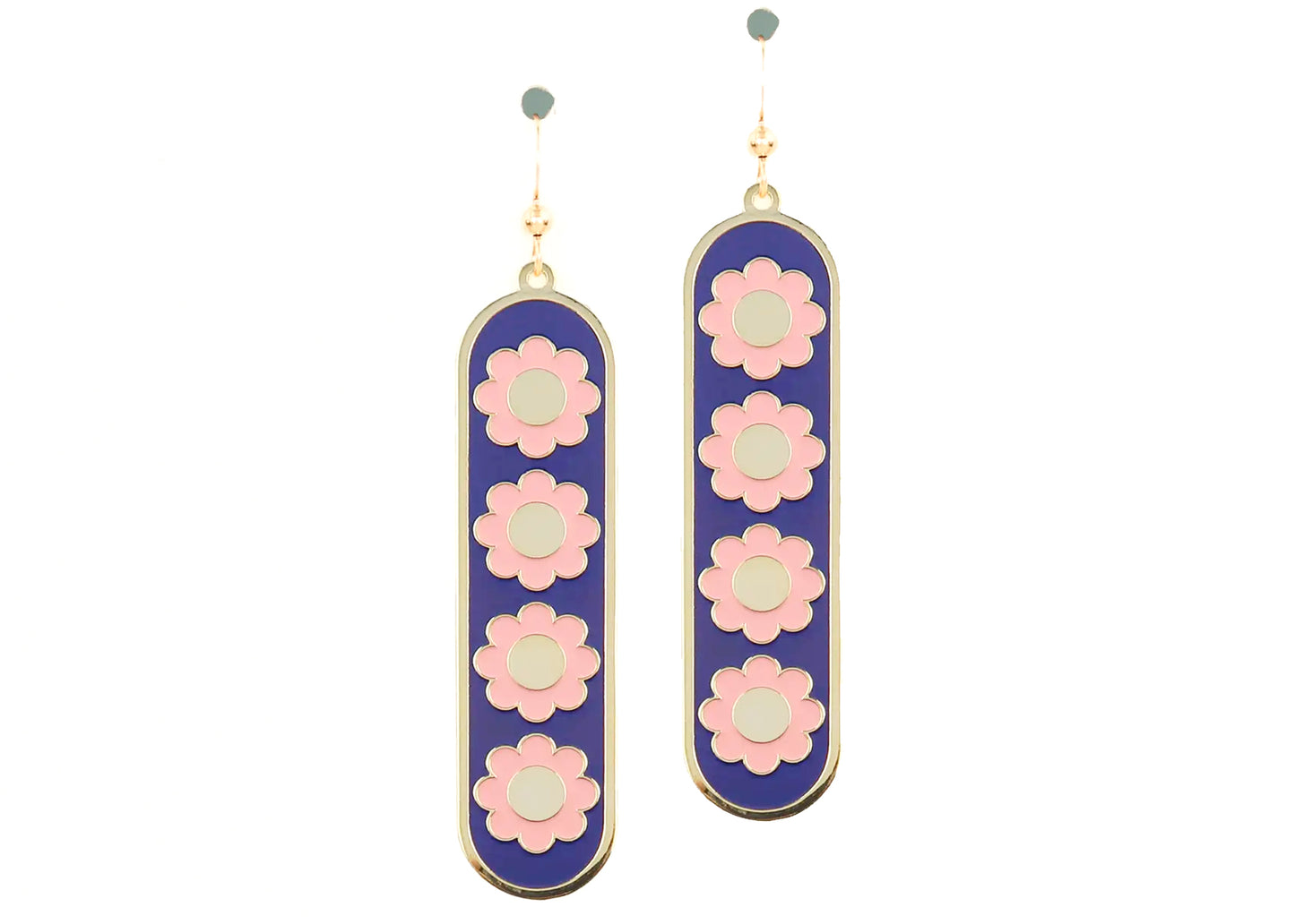 Tall Daisy Chain Earrings in Pink & Cobalt