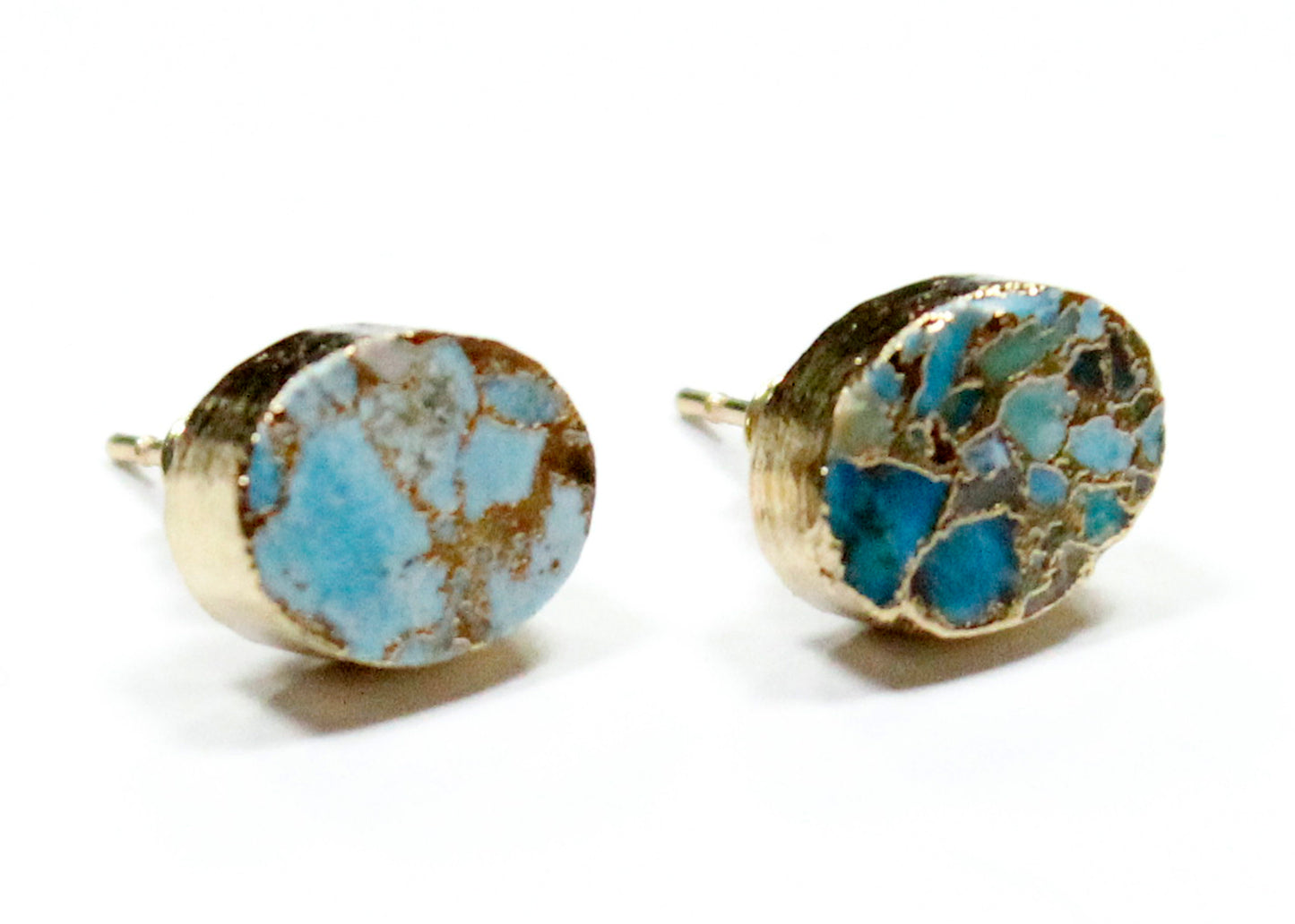 Gold Dipped Tibetan Turquoise Stud Earrings