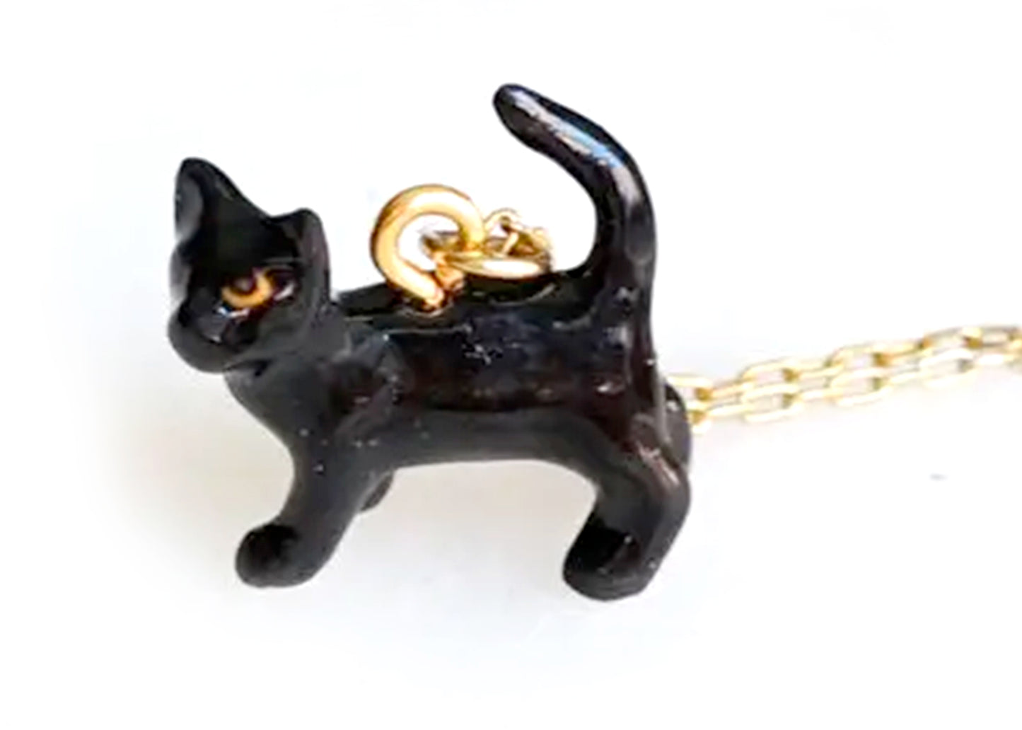 Tiny Rufio Black Cat Necklace