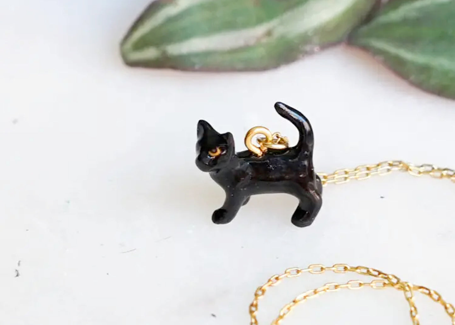 Tiny Rufio Black Cat Necklace