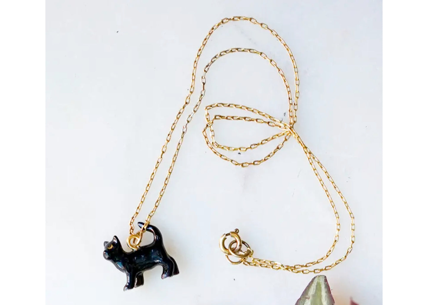 Tiny Rufio Black Cat Necklace