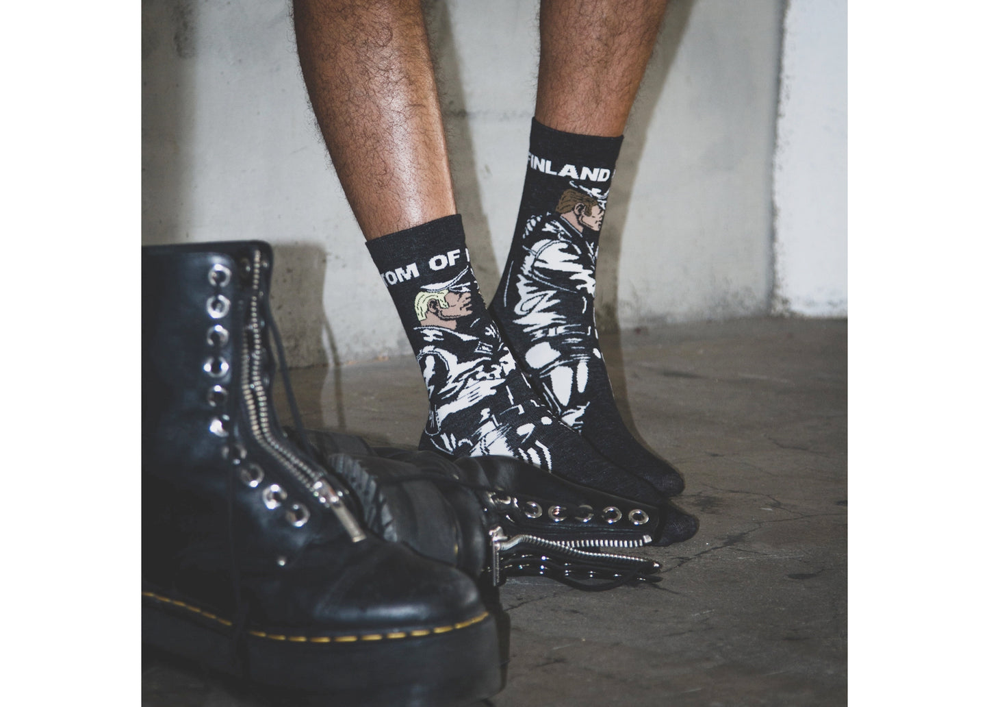 Tom of Finland Leather Duo Crew Socks
