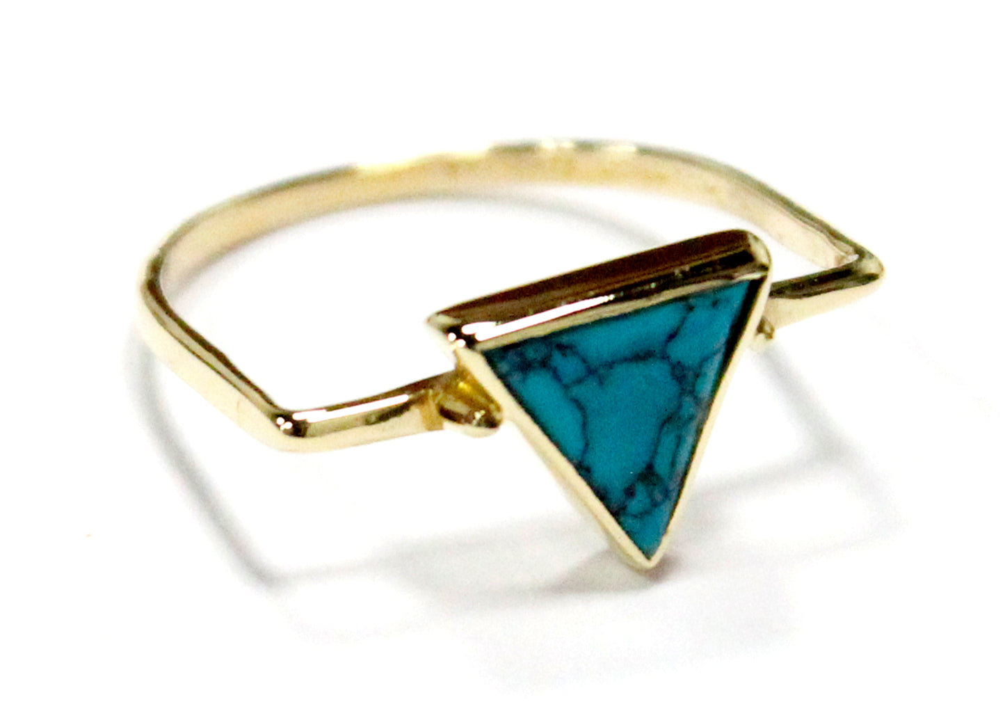 Turquoise Triangle Ring In Brass