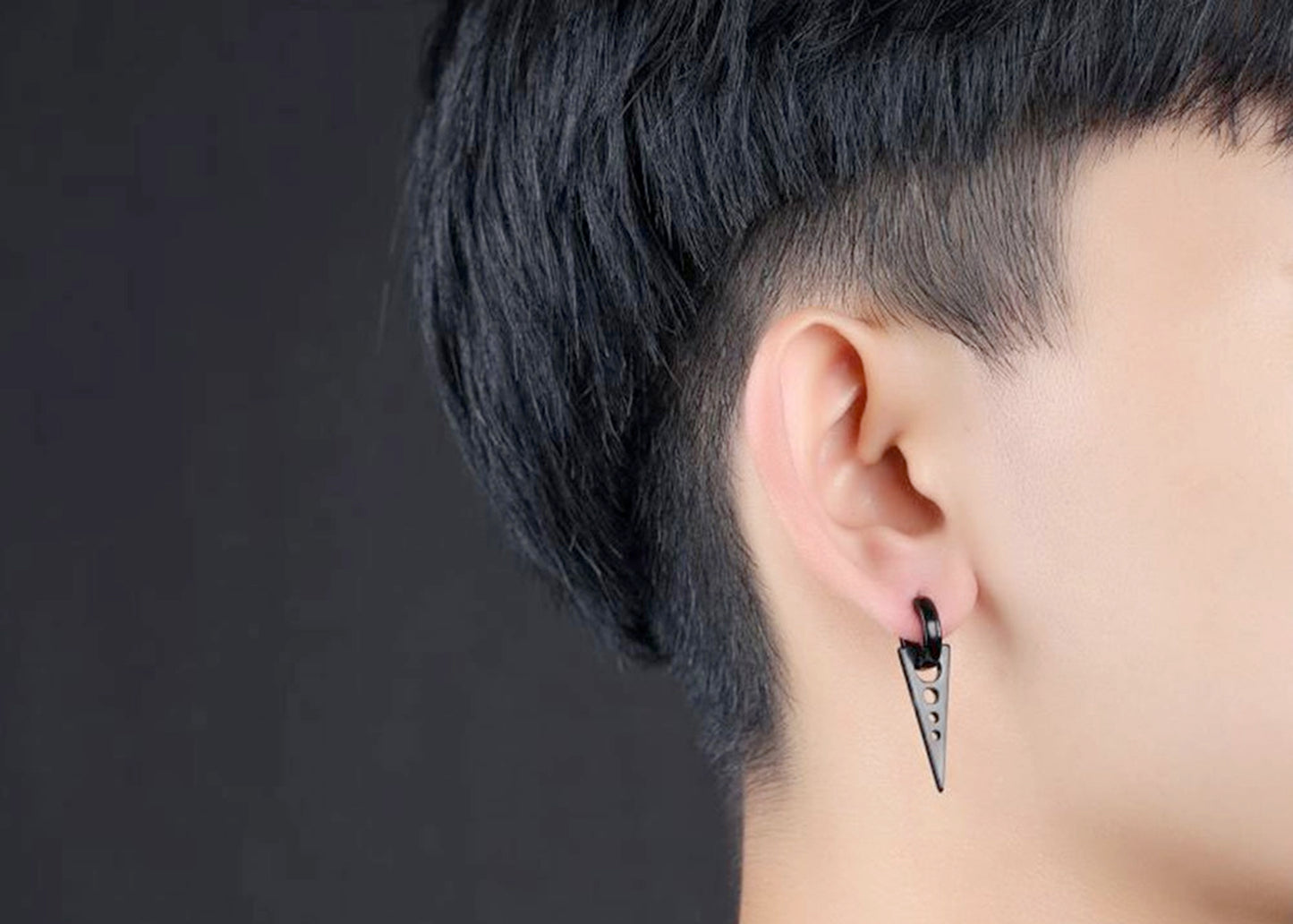 Triangle Hoop Earrings in Black