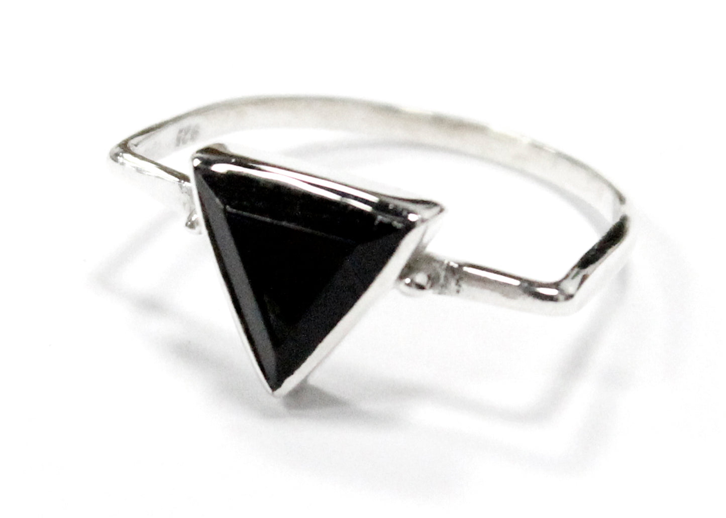 Onyx Triangle Ring In Sterling Silver