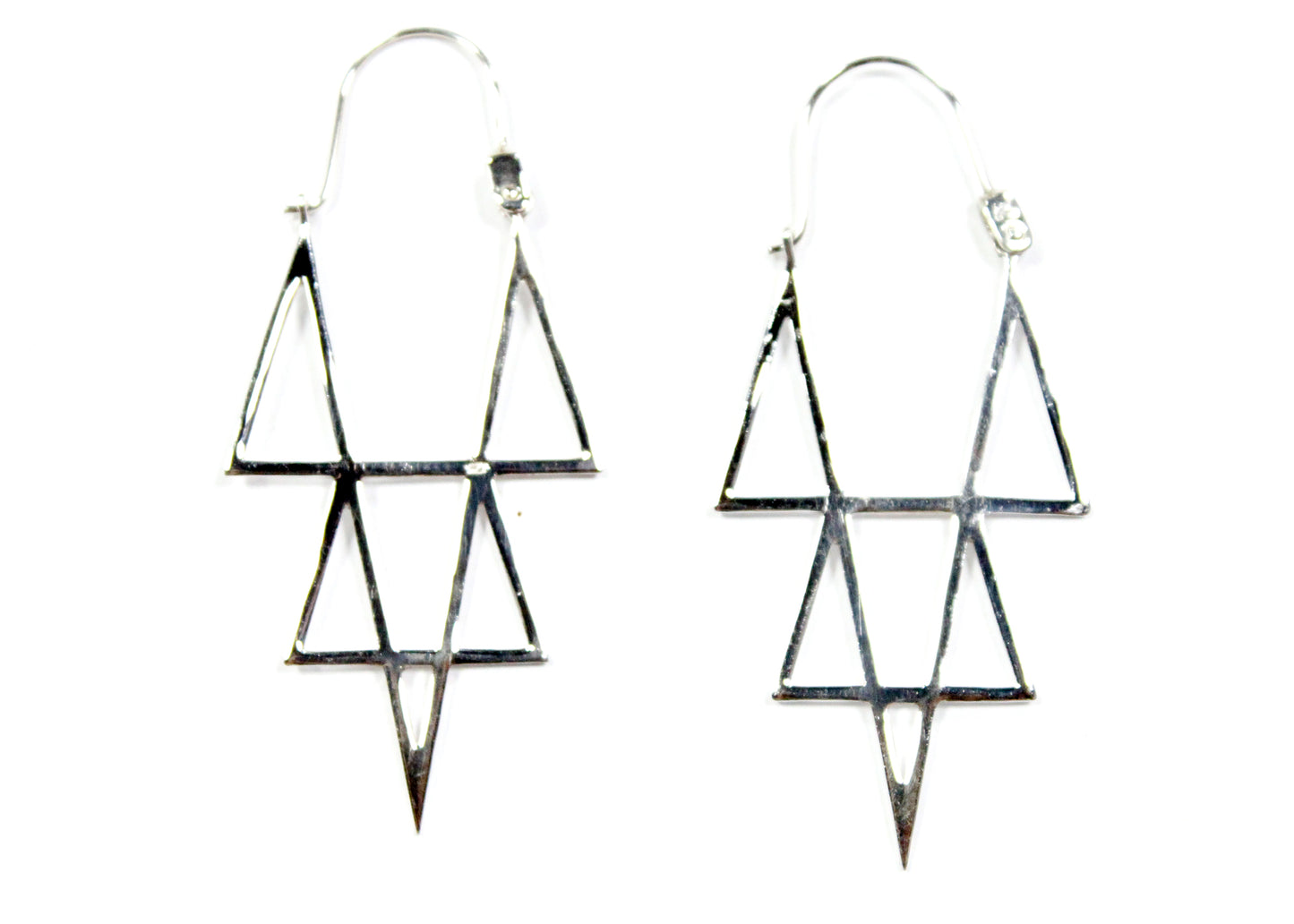 Triangle Tower Earrings in Sterling Silver