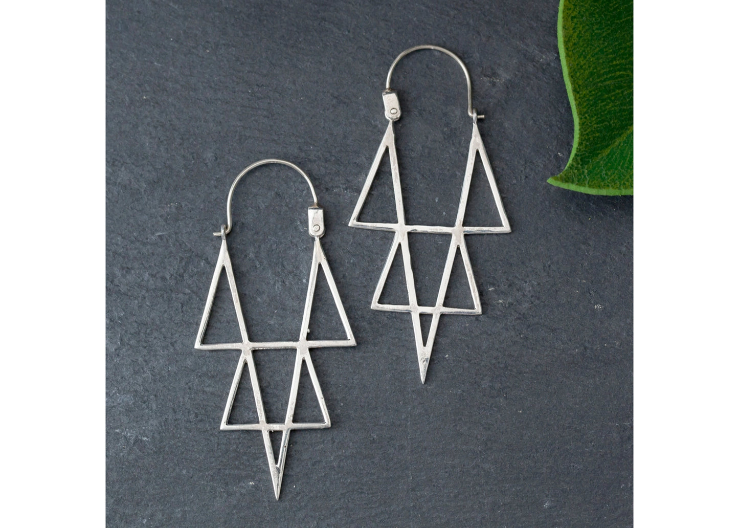 Triangle Tower Earrings in Sterling Silver