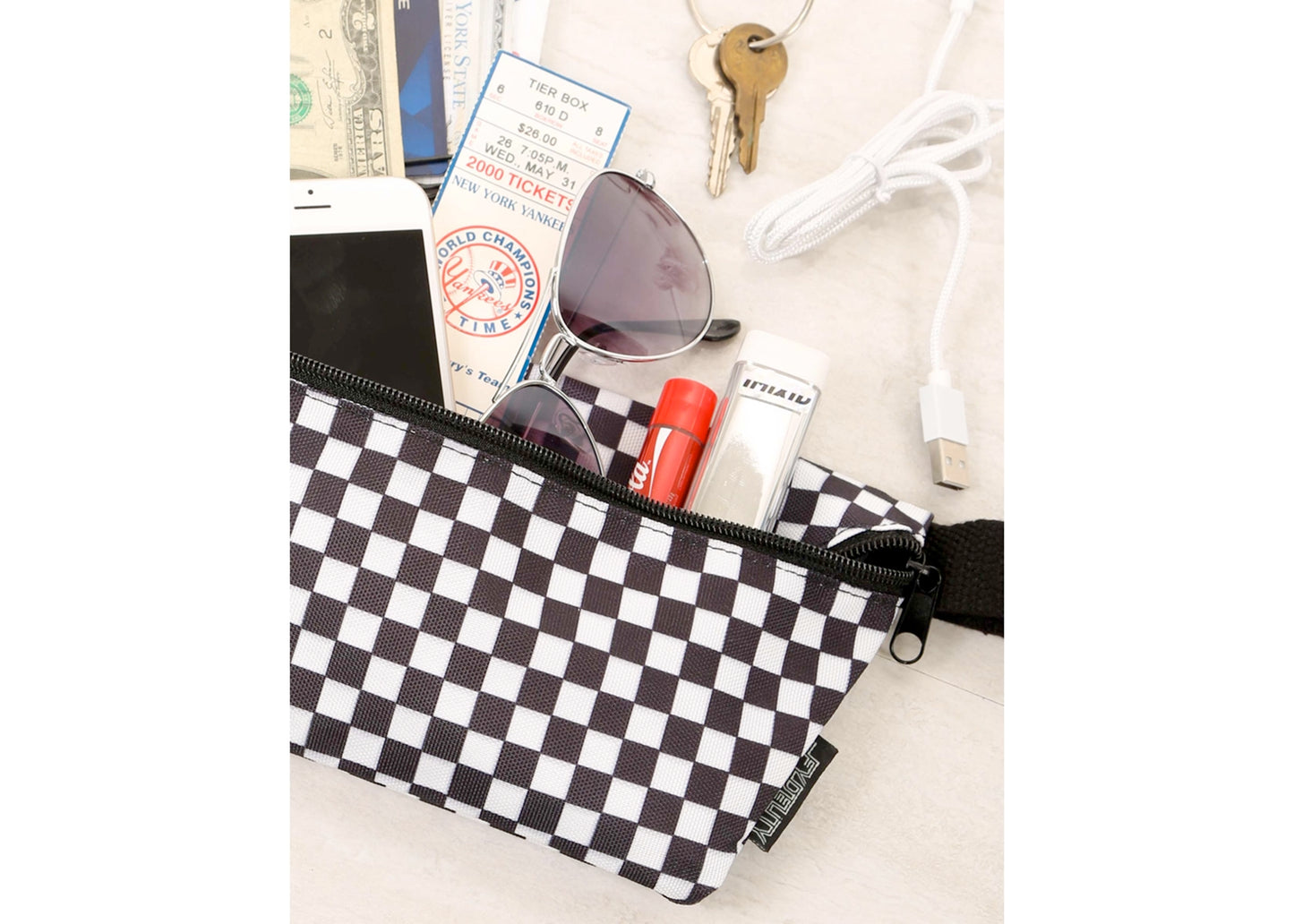 Ultra Slim Fanny Pack in Indy Checkered Flag