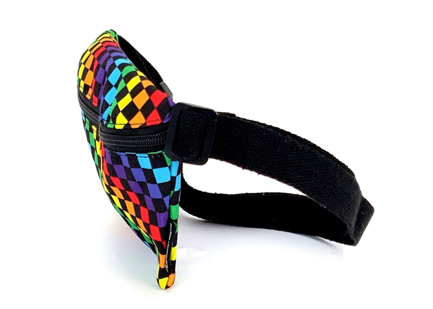 Ultra Slim Fanny Pack in Indy Checkered Rainbow Black
