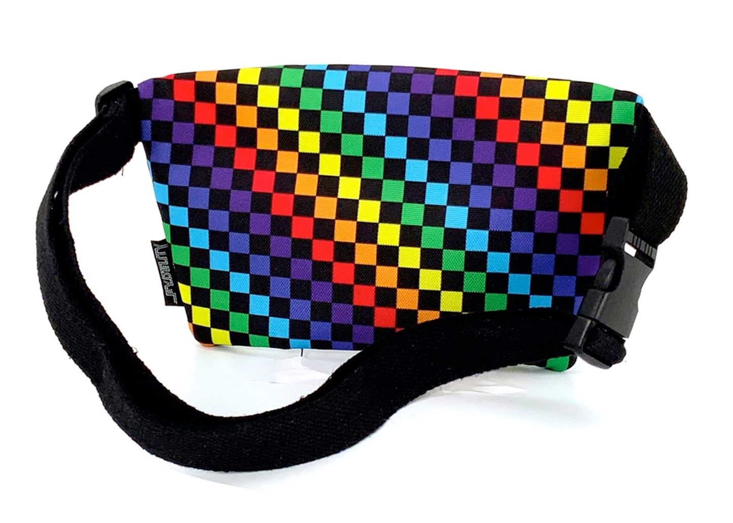 Ultra Slim Fanny Pack in Indy Checkered Rainbow Black