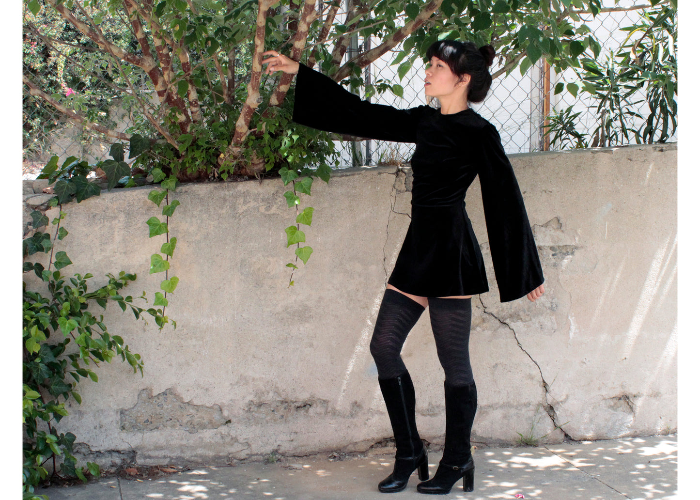 Witchy Dress in Black Velvet (Made to Order)