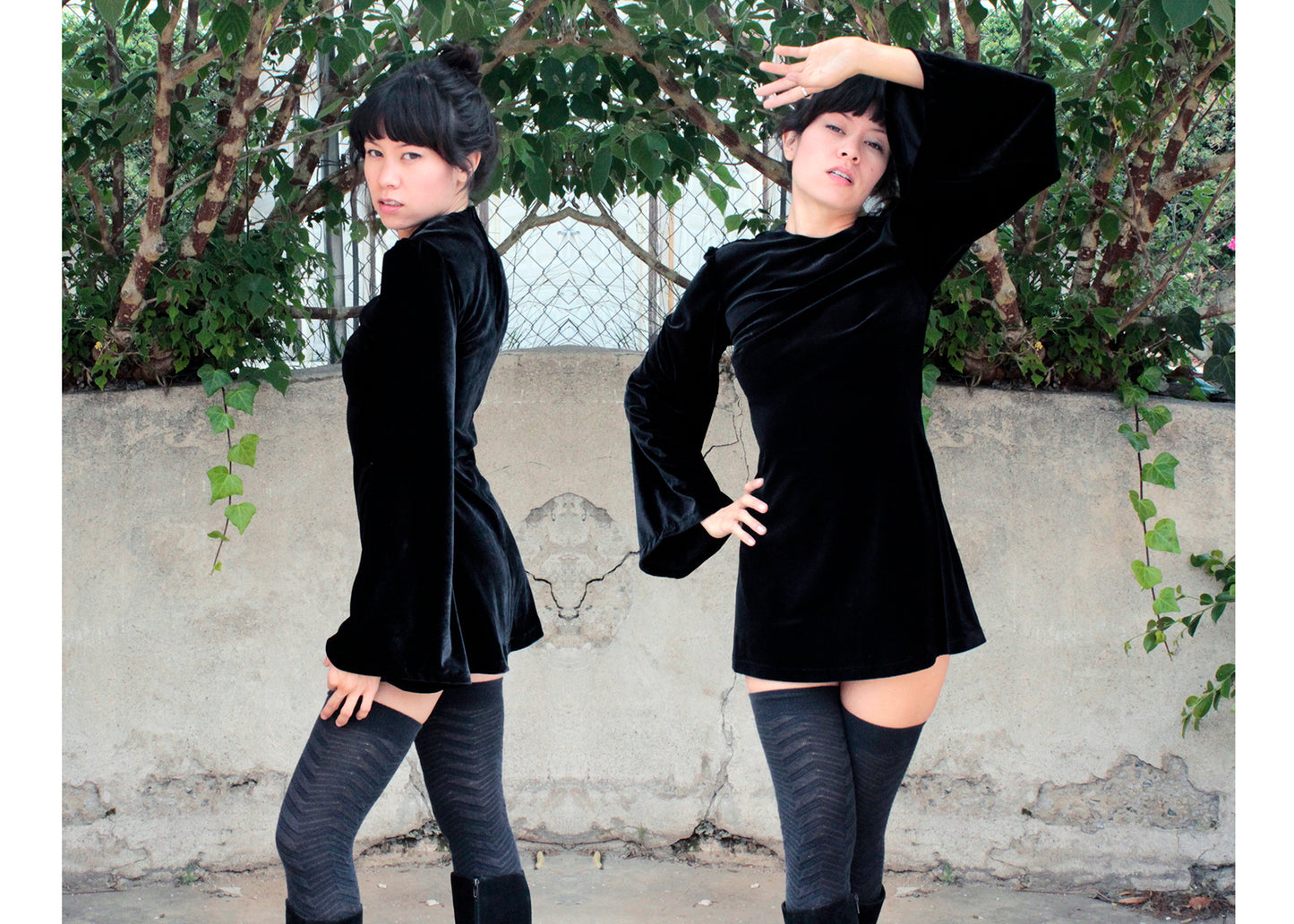 Witchy Dress in Black Velvet (Made to Order)