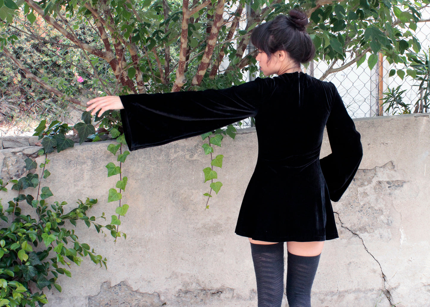 Witchy Dress in Black Velvet (Made to Order)