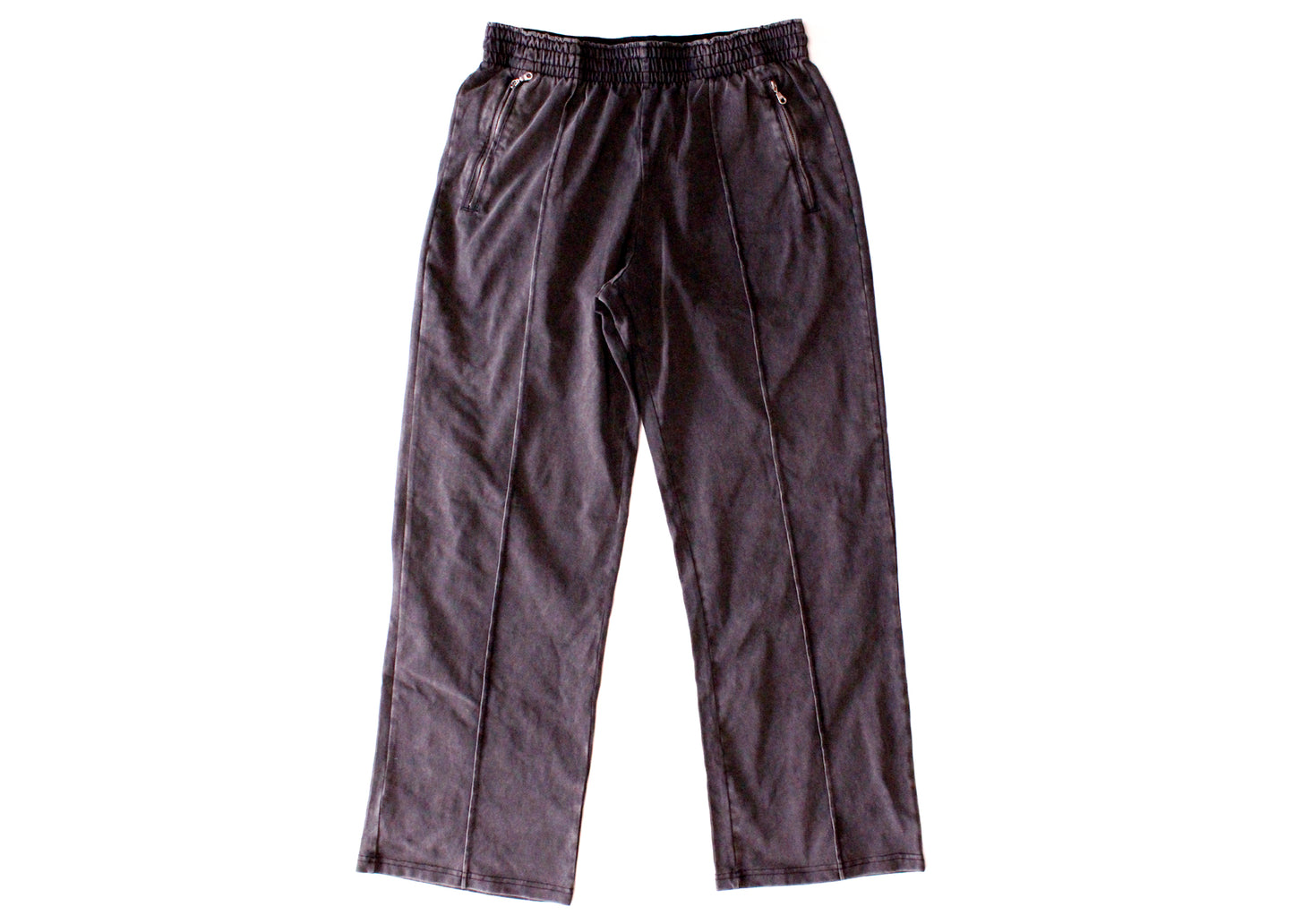 PLZ Make It Ruins Hi-Viz Pleated Pants Vintage Wash Gray Track Pants/Joggers with Pockets & Reflective Print, size Large