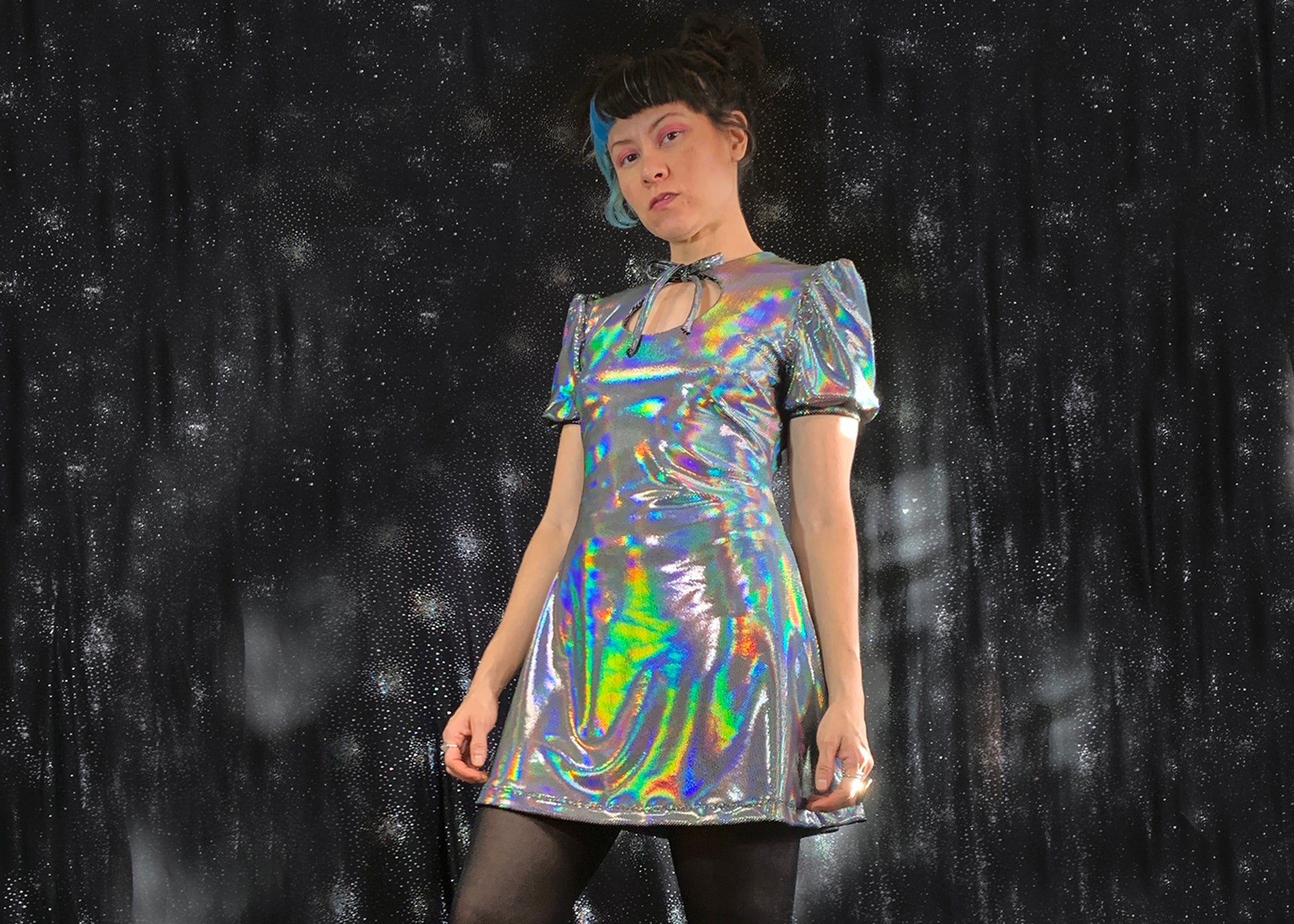Anahata Mini Dress in Liquid Crystal Velvet (Made to Order) S Anahata Mini Dress in Liquid Crystal Velvet (Made to Order) S