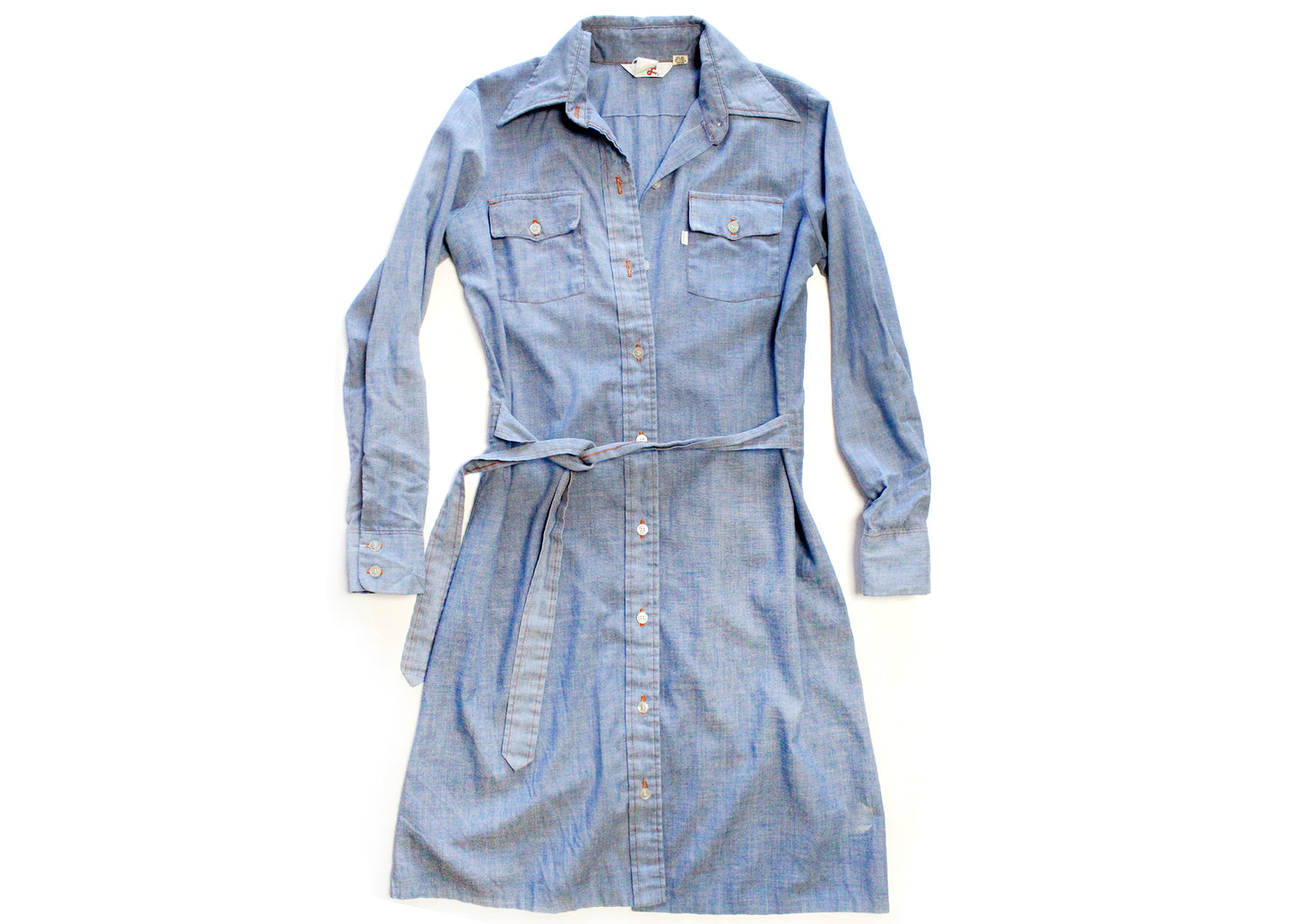 Levi’s 1970s Pale Denim Chambray Belted Shirtdress