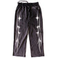 PLZ Make It Ruins Hi-Viz Pleated Pants Vintage Wash Gray Track Pants/Joggers with Pockets & Reflective Print, size Large