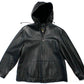 Ben-Z Hooded Leather Coat with Hoodie Style Kangaroo Pockets, Drawstrings & Zip