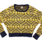 Ecoté Geometric Chevron Chunky Knit Crop Sweater in Mustard & Navy