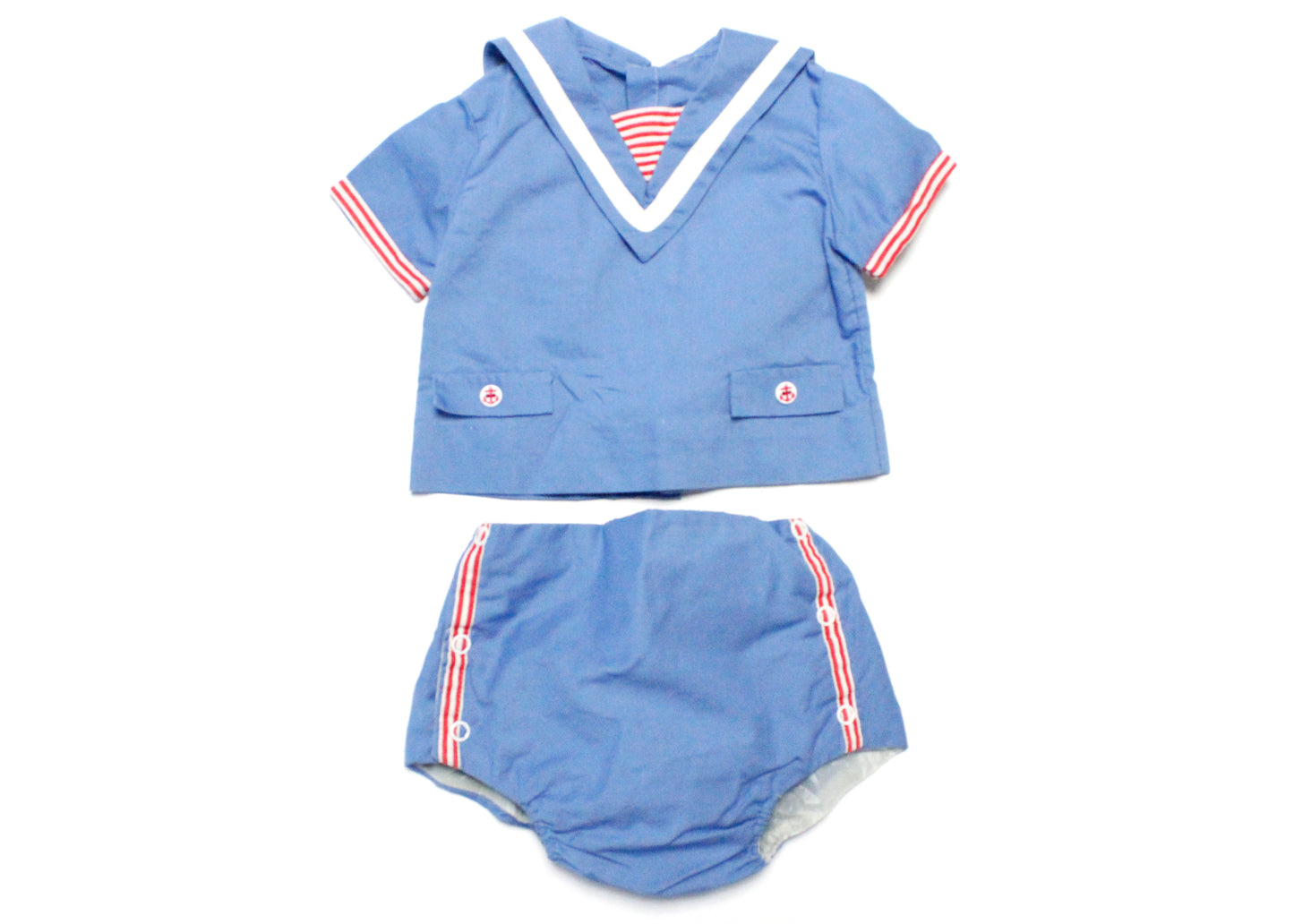 Vintage Blue Two Piece Baby Sailor Suit