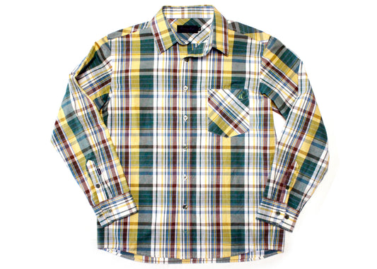 Maiden Noir Green Plaid Long Sleeve Button Up Shirt