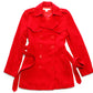 Marc Jacobs Collection Textured Red Wool Double-Breasted Peacoat Jacket with Epaulets