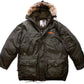 Phat Farm Army Green Puffer Coat Down Filled Parka with Detachable Coyote Fur Hood Trim