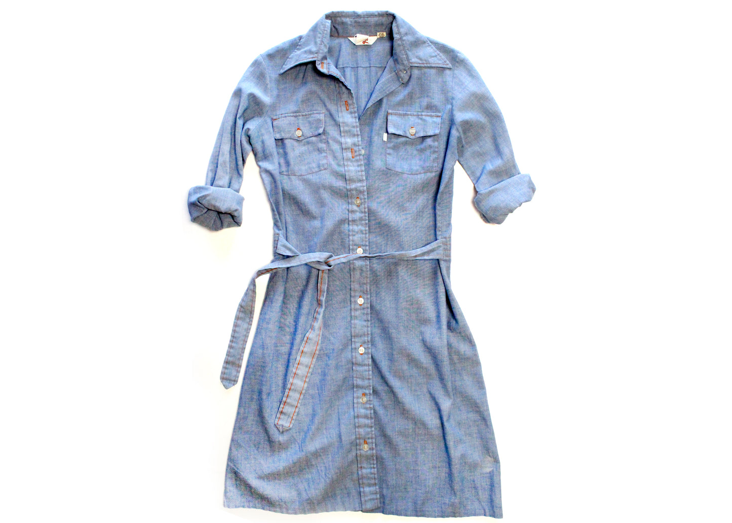 Levi’s 1970s Pale Denim Chambray Belted Shirtdress