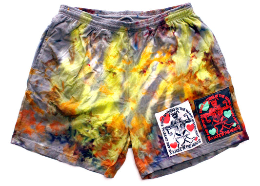 Everybody World Tie Dye Sport Shorts with Magic Generation Mystical Patches, size XL