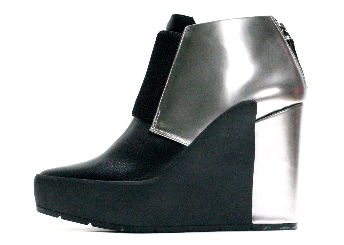 United Nude Uma Oxford Wedges in Dark Silver & Black, Size 36 (US 6)